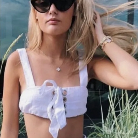Seek The Label lace up linen crop top XS - Picture 8 of 8